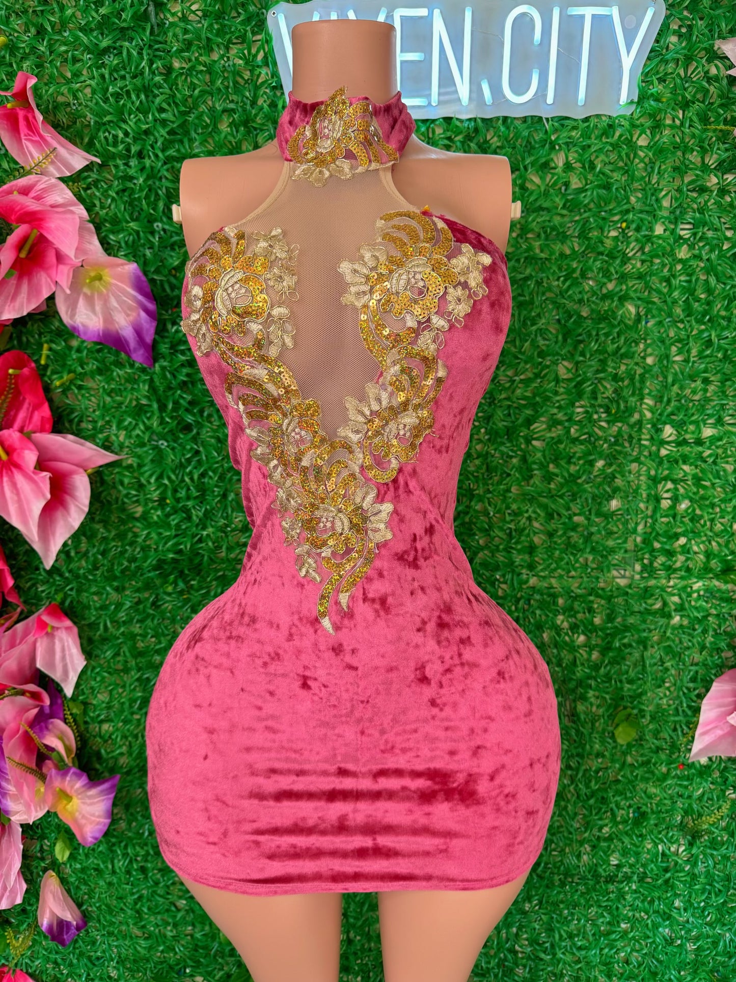 Pink Velvet Dress