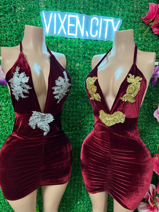 Burgundy Velvet Dress