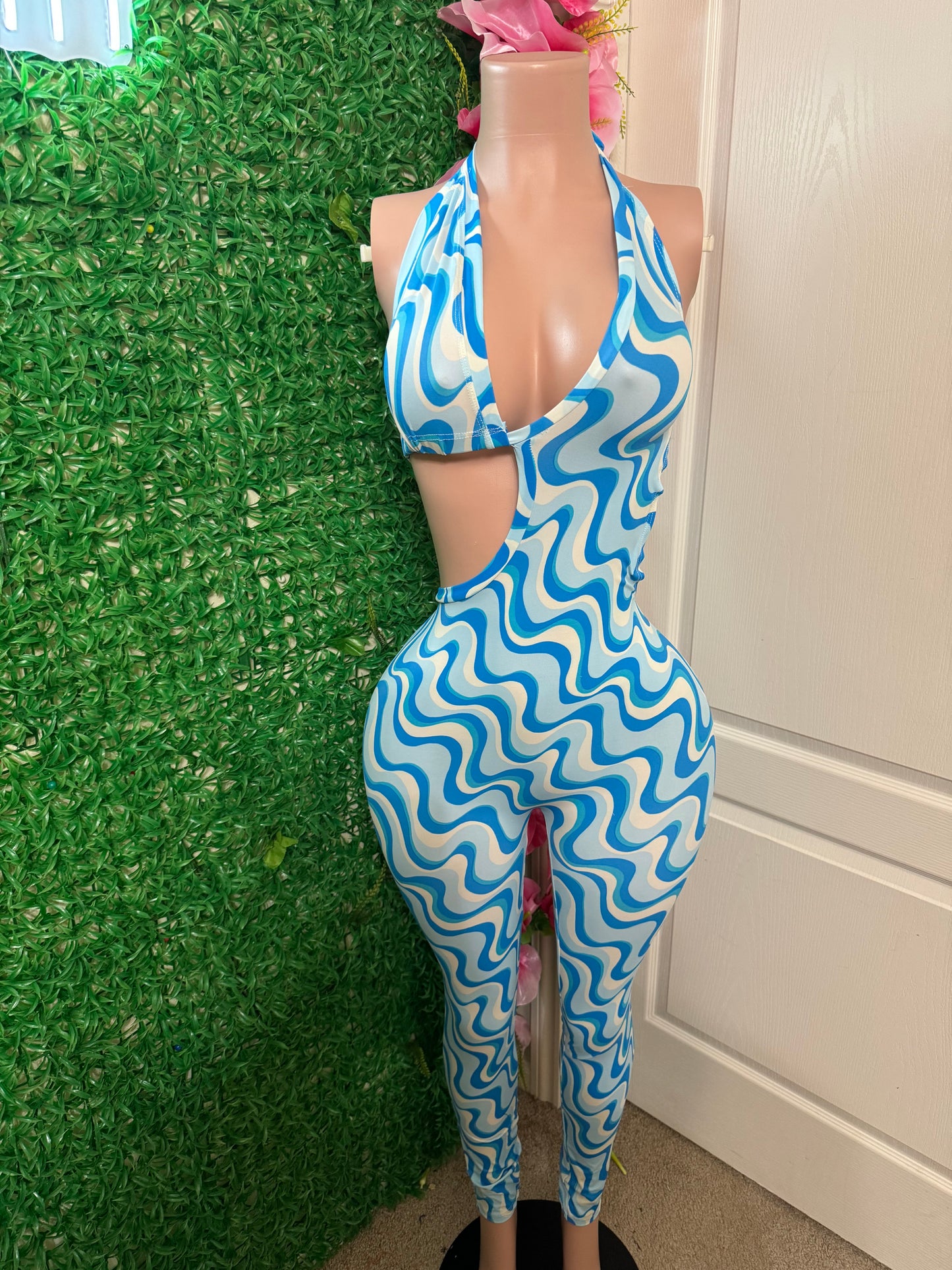 Blue print jumpsuit